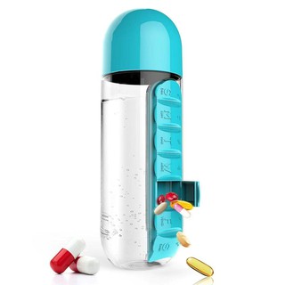 Garrafa de água plástica com porta comprimido/ cápsula criativa 2 em (6)