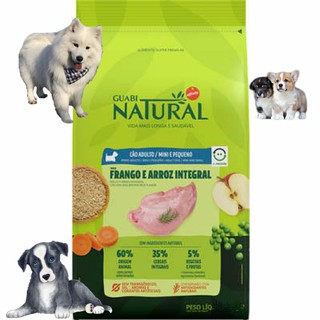 Ração Guabi Natural para Cães Adultos de Porte Mini e Pequeno Sabor Frango e Arroz Integral (GRANEL)