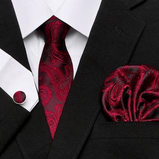 Homens Gravata Xadrez Impressão Jacquard Tecido Gravata Conjuntos De Abotoaduras Lenço