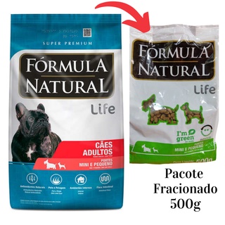 Ração Fórmula Natural Life Super Premium Cães Adultos Portes Mini e Pequeno 500g - Embalagem de FÁBRICA