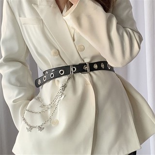 INS Hip Hop Punk Cool Girl Pants Waist Chain Tide Hanging Belt Jk Uniform Lattice Skirt Fashion Accessories(Without Belt) (6)