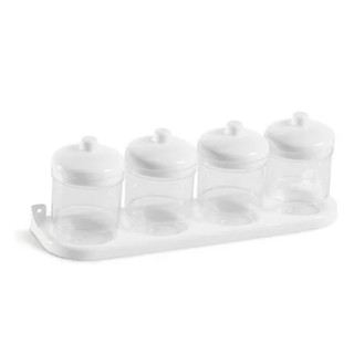 Kit 4 Potes Porta Condimentos C/ Suporte Plastico - Base Parede Ou Bancada (3)