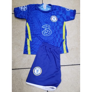 2021/22 Chelsa camisa e bermuda home Kids Jersey Azul Esporte Infantil - Diversos times