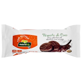 Biscoito de Coco com cobertura sabor Chocolate Sem Glúten NaturalLife 140g