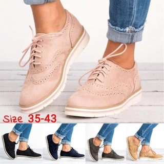 Novas Mulheres Moda Lace Up Sapatos Oxford Escavar Sapatos Respirável Sapatos Casuais Sapatos De Cor Sólida Plus Size