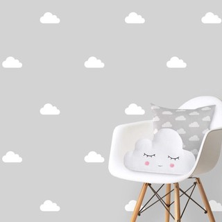 Cartela com 50 nuvens " PEQUENAS" adesivo Branco 5x3cm para decora parede quarto bebê infantil.