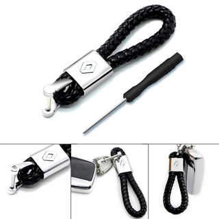 1 pcs Metal Weave Leather Car Logo Keychain Key Chain Holder For Renault Megane 2 3 Duster Logan Clio Laguna 2 Captur