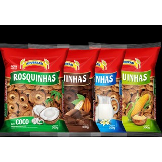 Biscoito Rosquinhas newbread.kit com 03 uni. chocolate, leite , coco e milho,