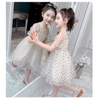 Girls Summer Dress2021New Children's Korean-Style Polka Dot Princess Dress Summer Girl's Mesh Skirt (7)