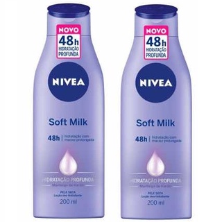 Kit Com 2 Loção Hidratante Nivea Soft Milk 200ml Cada