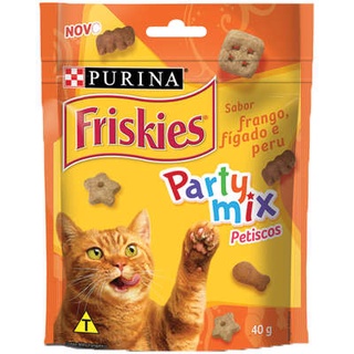 Petisco Nestlé Purina Friskies Party Mix Frango, Fígado e Peru para Gatos Adultos