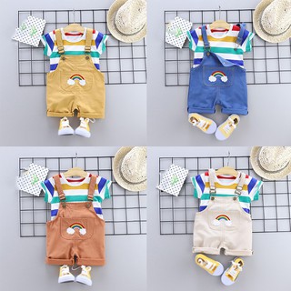 2pcs/set Summer Baby Boys Clothes Set Cartoon Toddler Baby Infant Girls T-shirt+Bib Pants Kids Clothing Sets (2)