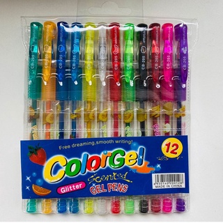 Caneta Gel Canetinhas ColorGel Com Glitter Kit Com 12 Cores Estojo - GEL PENS