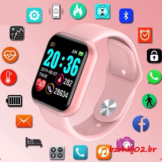 (Pronta Entrega) Relógio Smart Watch Y68 Prova D 'Gua Digital Rosa Feminino / Relogio Smartwatch Digital Com Rel Gio E Monitor 3c