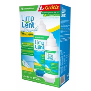 Limp Lent Solução Esteril Para Lente de Contatos 350ML+ Frasco de 120ML + Estojo para lentes