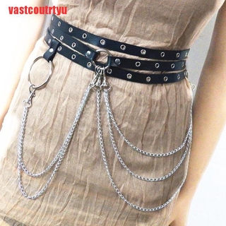 (KTMSS)Multi-layer Faux Leather Belt Metal Chain Waist Belt Punk Gothic Body Jewelry (5)