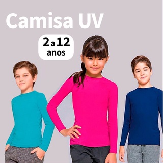 Camiseta Infantil Proteção UV50+ Blusa Térmica infantil Masculino e Feminino 2 a12 anos