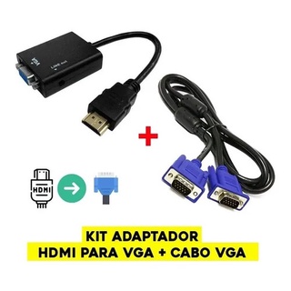 Adaptador Hdmi Vga Conversor + Cabo Vga Tv Notebook Monitor