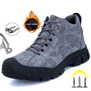 ♀ ✔ ◎ Camurça Botas De Trabalho De Couro Sapatos Biqueira De Aço De Segurança Dos Homens Indestrutível Sapatilhas Caminhada Quentes Saf