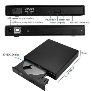 Gravador/Reprodutor de CD/DVD Externo USB 2 0 para Computador/Laptop/PC (8)