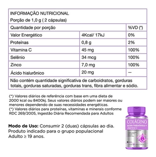 Kit 2 Colágeno Hidrolisado + Ácido Hialurônico + Vitamina C 120 cáps (4)