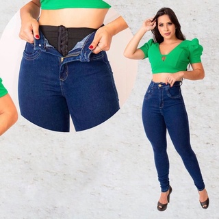 Calça Jeans Feminina Cintura Alta com Lycra Levanta Bumbum Skinny Cós Alto (9)