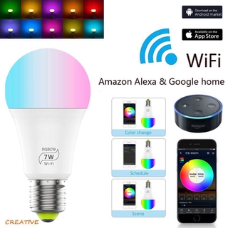 Fast shipping 9w Lâmpada Inteligente RGB Smart LED Wifi 9W APP Alexa Google LED RGB Bulb Lamp White Warn Light Energérico