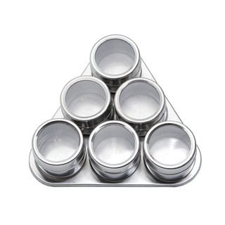 Porta Condimentos E Tempero Magnético em Inox com 6 Potes Com Imã para geladeira, fogão ou micro ondas (3)