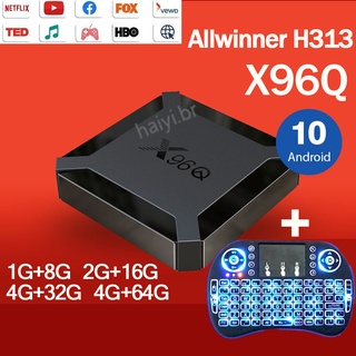 TV Box X96Q (Atualizado 2021) Andoid 10.0 Allwinner H313 Cortex A53 Quad Core 4+64gb + I8 Mini Teclado