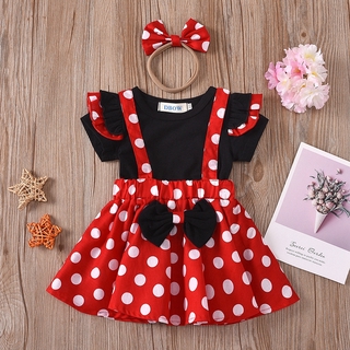 Vestido Infantil Feminino Com Tutu E Estampa Minnie Mouse Para Verão / Festa De Aniversário