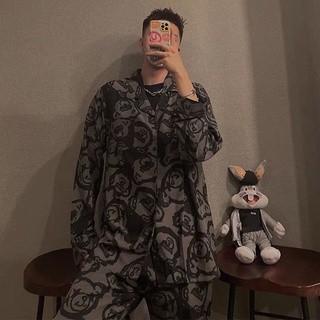 Pijama Masculino Fino Primavera Jovem Dormitório Estudante Manga Comprida Calças Compridas i ss 0330