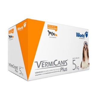 Vermífugo para cachorro 5kg - Vermicanis 400mg Cães 5Kg PET Caixa 4 Comprimidos - World