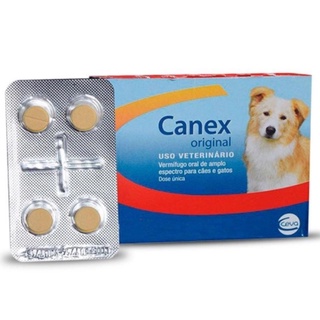 Vermifugo Ceva Canex Original para Cães Cachorro e Gato - 4 Comprimidos Anti Vermes e Parasitas Dose Unica