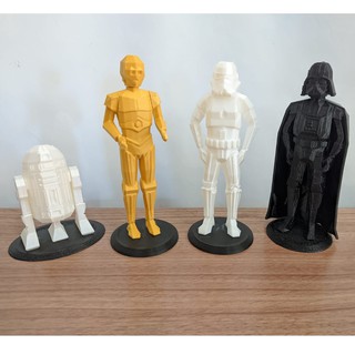 Star Wars Low Poly, Darth Vader, C3PO, R2D2 e Stormtroopers.