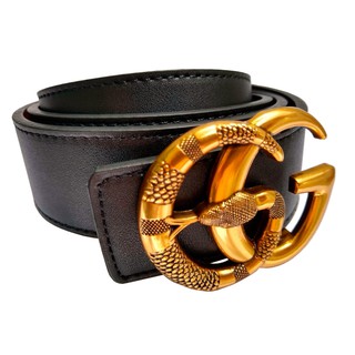 Cinto Gucci Fivela de Cobra Dourada em Aço Inoxidável