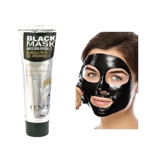 Máscara preta removedor de cravos facial fenzza black mask com argila preta e arginina bisnaga
