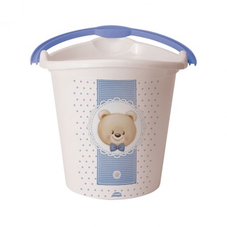 Balde de Plástico Infantil com Alça Urso Azul Plasutil - Ref. 8434