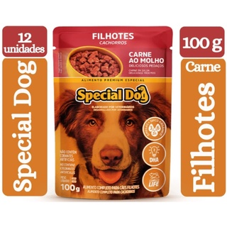 Sachê Special Dog Filhote Carne ao Molho 100g Caixa C/12 Unidades (1)