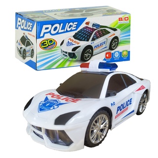 Carro de Policia Brinquedo para Menino Sirene 3D Luz Bate e volta
