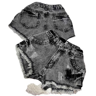 Short Jeans Feminino Destroyed Desfiado Na Perna Moda Blogueira Exclusiva