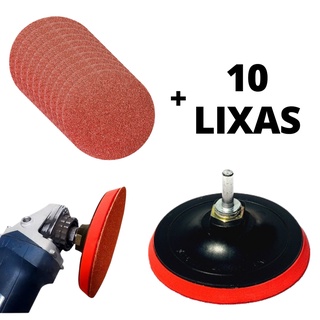 Kit Suporte Base Lixa Aderente + 10 Discos de Lixa com Hookit Rokit