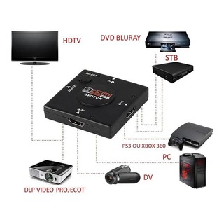 Adaptador Switch 3x1 Divisor 3 Portas Hdmi Para Tv Notebook, Vídeo Game, Projetor e etc