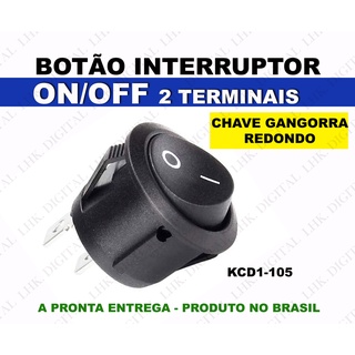Botão Chave Gangorra Interruptor Liga/Desliga (On/Off) REDONDO 20mm