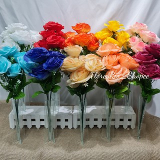 Rosa artificial buque com 6 flor P/ Decoração Casamento, Arranjos, Decorar Festas e casa