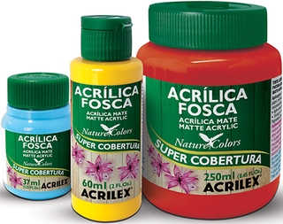 Tinta Acrílica Fosca 60ml Acrilex - Indicada para Artesanato - Tinta acrilica para madeira, papel, cerâmica, isopor, gesso, couro, cortiça, vidro e PET (preparados com Primer Acrilex).