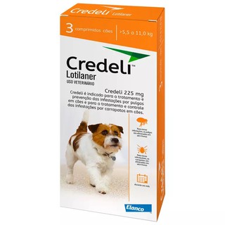 Credeli 225mg (5,5 a 11Kg) C/ 3 Comprimidos - Antipulgas e Carrapatos P/ Cães