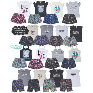 Kit 4 Conjunto Infantil Juvenil Menina em cotom 1 ao 16 roupa menina de calor (8)
