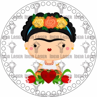 Base Fio de Malha Crochê Redonda Frida Kahlo 6cm