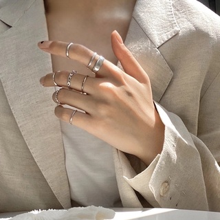 7 Pçs / Set Coreano Conjunto Anel De Prata De Ouro Personalidade Da Moda De Metal Anéis De Dedo Mulheres Meninas Jóias Acessórios | 7Pcs/Set Korean Gold Silver Ring Set Fashion Personality Metal Finger Rings Women Girls Jewelry Accessories