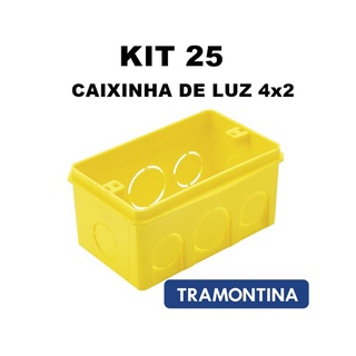 Caixa de Luz 4x2 embutir Retangular Amarela Tramontina 25 unidades